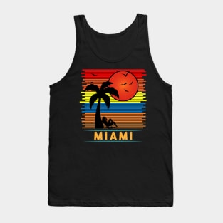 Retro Vintage Miami Beachside Sun Silhouette Tank Top